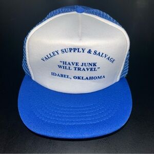 Vintage Kap II Logo Blue mesh trucker hat cap Junk Supply & Salvage Oklahoma